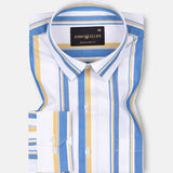 Nobrix White And Blue Strips Cotton Shirt - John Ellies