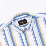 Nobrix White And Blue Strips Cotton Shirt - John Ellies