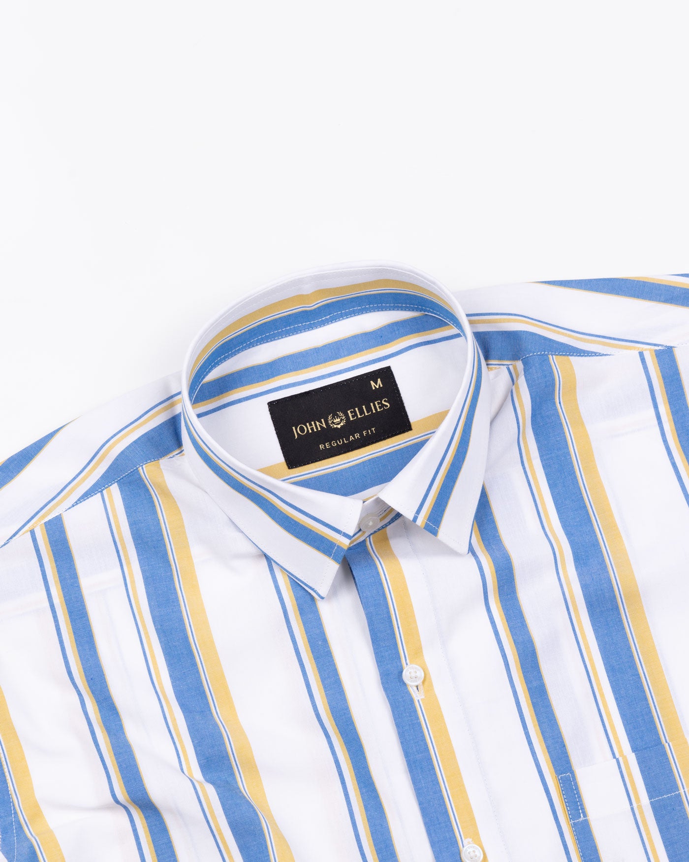 Nobrix White And Blue Strips Cotton Shirt - John Ellies