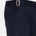 Iscen Navy Blue Formal Cotton Neapolitan Pant - John Ellies