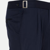 Iscen Navy Blue Formal Cotton Neapolitan Pant - John Ellies
