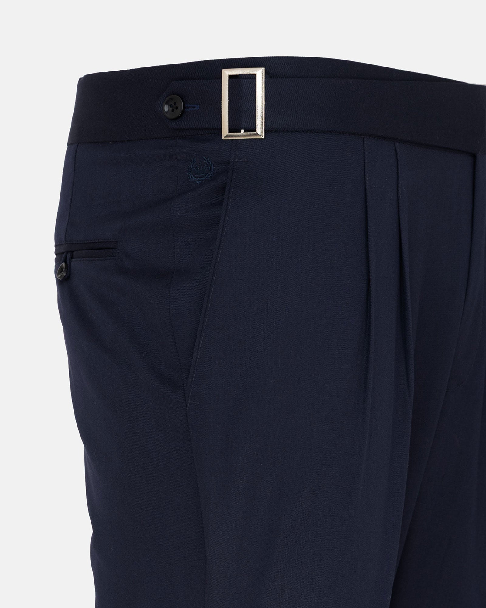 Iscen Navy Blue Formal Cotton Neapolitan Pant - John Ellies