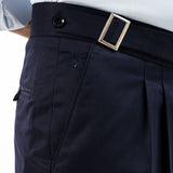 Iscen Navy Blue Formal Cotton Neapolitan Pant