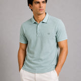Persien Light Green Cotton Textured Polo T-Shirt