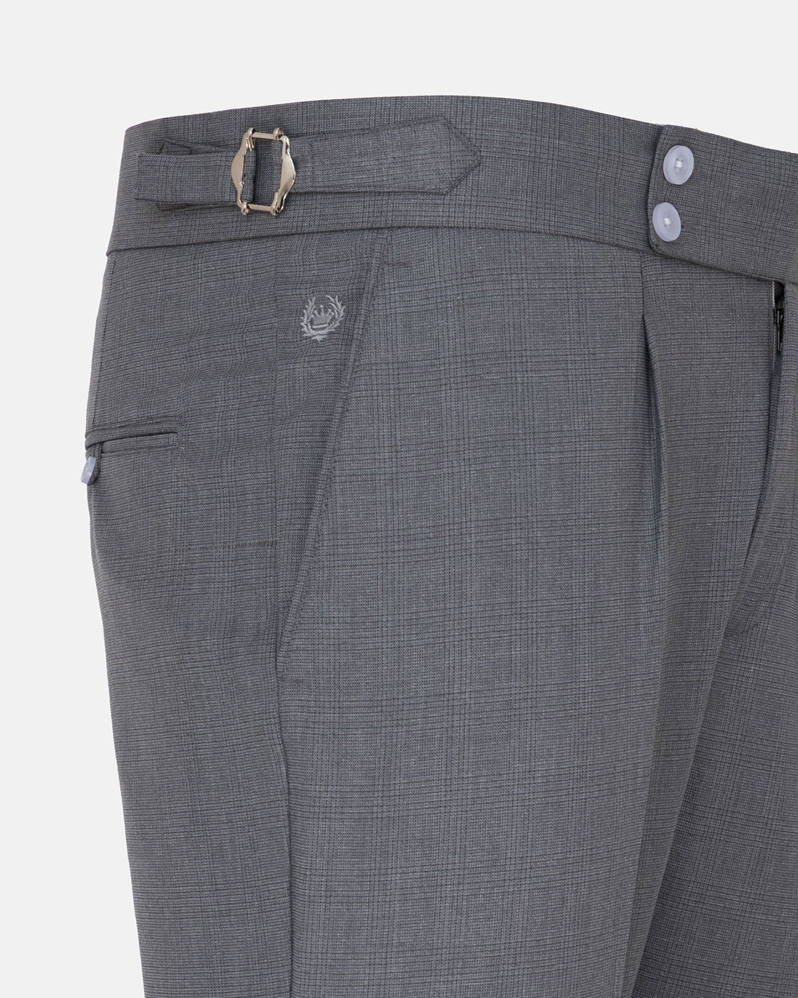 Vittorio Silver Checked Formal Single Pleated Italian Pant - John Ellies