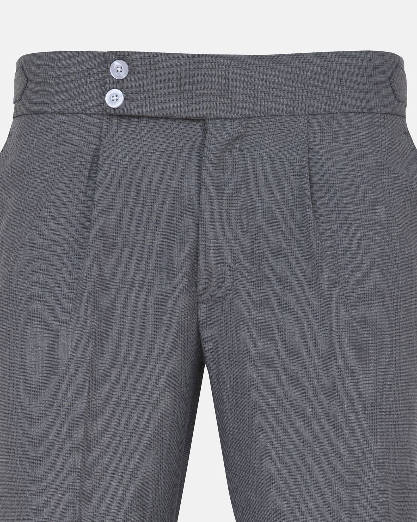 Vittorio Silver Checked Formal Single Pleated Italian Pant - John Ellies