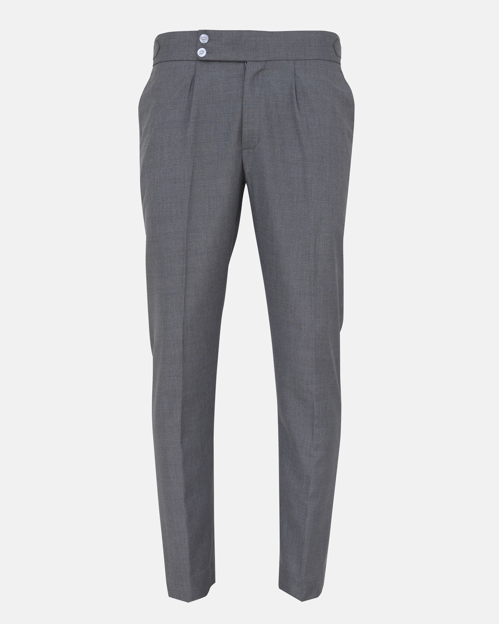 Vittorio Silver Checked Formal Single Pleated Italian Pant - John Ellies