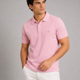 Persien Soft Pink Cotton Textured Polo T-Shirt