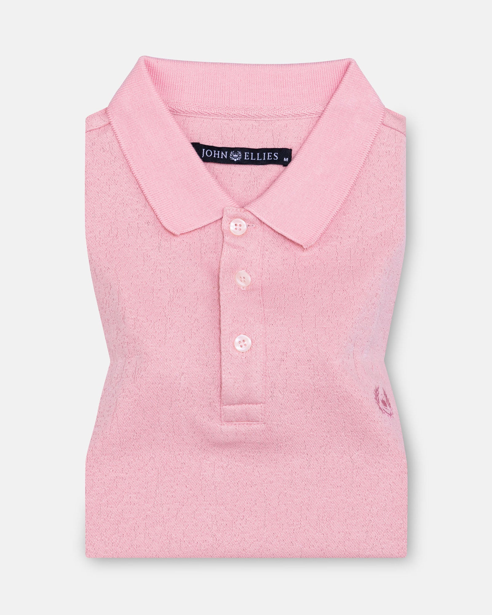 Persien Soft Pink Cotton Textured Polo T-Shirt - John Ellies