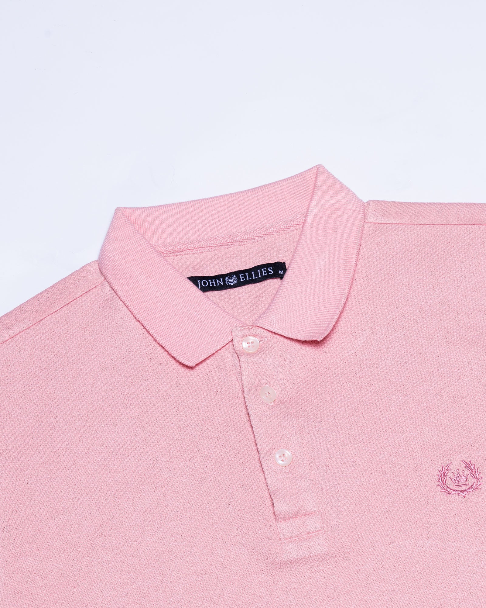 Persien Soft Pink Cotton Textured Polo T-Shirt - John Ellies