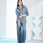 Elan Blue Check Linen Women Shirt - John Ellies