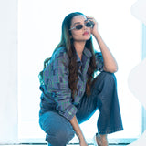 Elan Blue Check Linen Women Shirt - John Ellies