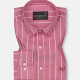 Fabroza Maroon Stripe Oxford Cotton Shirt - John Ellies