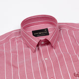 Fabroza Maroon Stripe Oxford Cotton Shirt - John Ellies