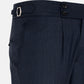 Vittorio Navy Blue Checked Formal Single Pleated Italian Pant - John Ellies