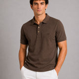 Persien Brown Cotton Textured Polo T-Shirt