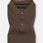 Persien Brown Cotton Textured Polo T-Shirt - John Ellies