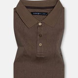 Persien Brown Cotton Textured Polo T-Shirt - John Ellies