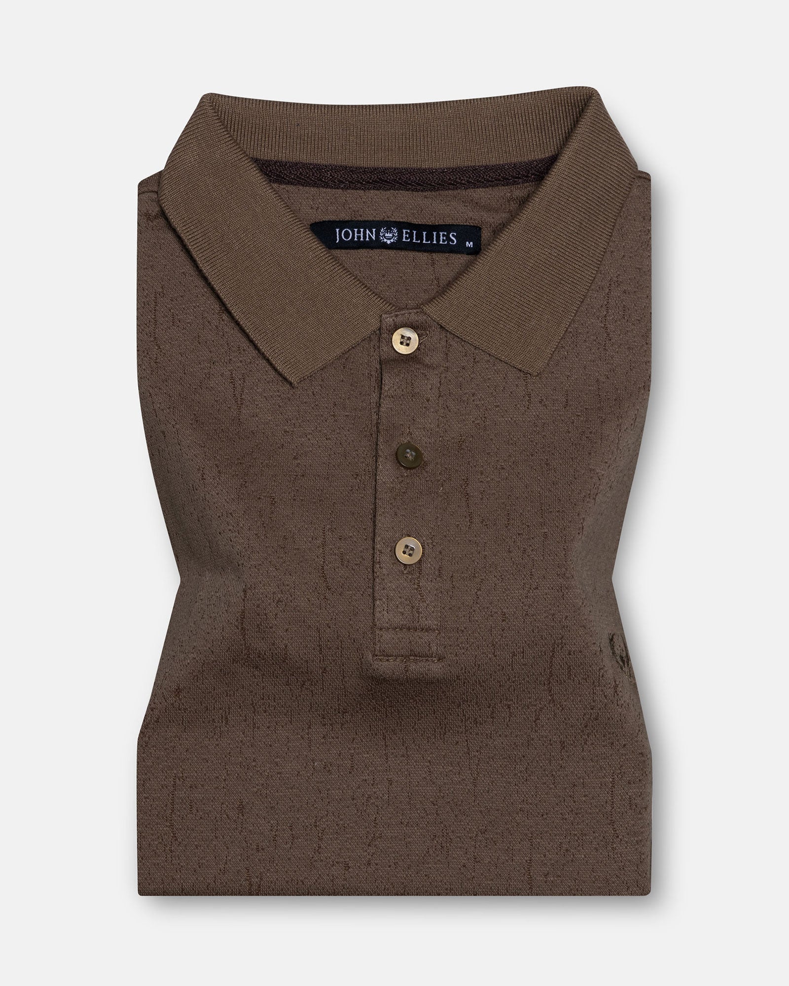 Persien Brown Cotton Textured Polo T-Shirt - John Ellies