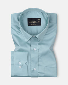 Frendix Powder Green Front Placket Giza Cotton Shirt - John Ellies