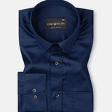 Frendix Navy Blue Front Placket Giza Cotton Shirt - John Ellies