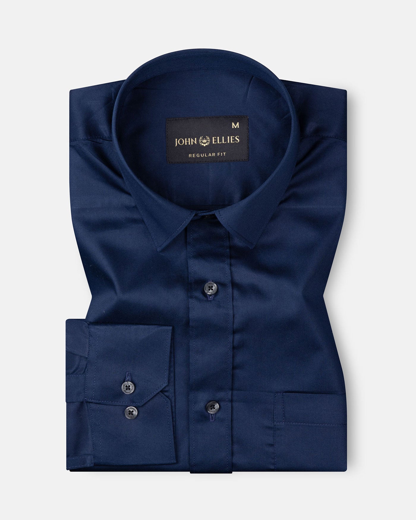 Frendix Navy Blue Front Placket Giza Cotton Shirt - John Ellies