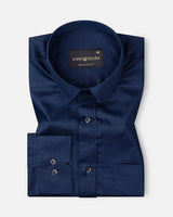 Frendix Navy Blue Front Placket Giza Cotton Shirt