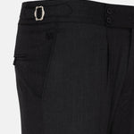 Vittorio Black Checked Formal Single Pleated Italian Pant - John Ellies