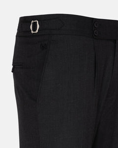 Vittorio Black Checked Formal Single Pleated Italian Pant - John Ellies