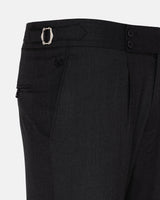 Vittorio Black Checked Formal Single Pleated Italian Pant