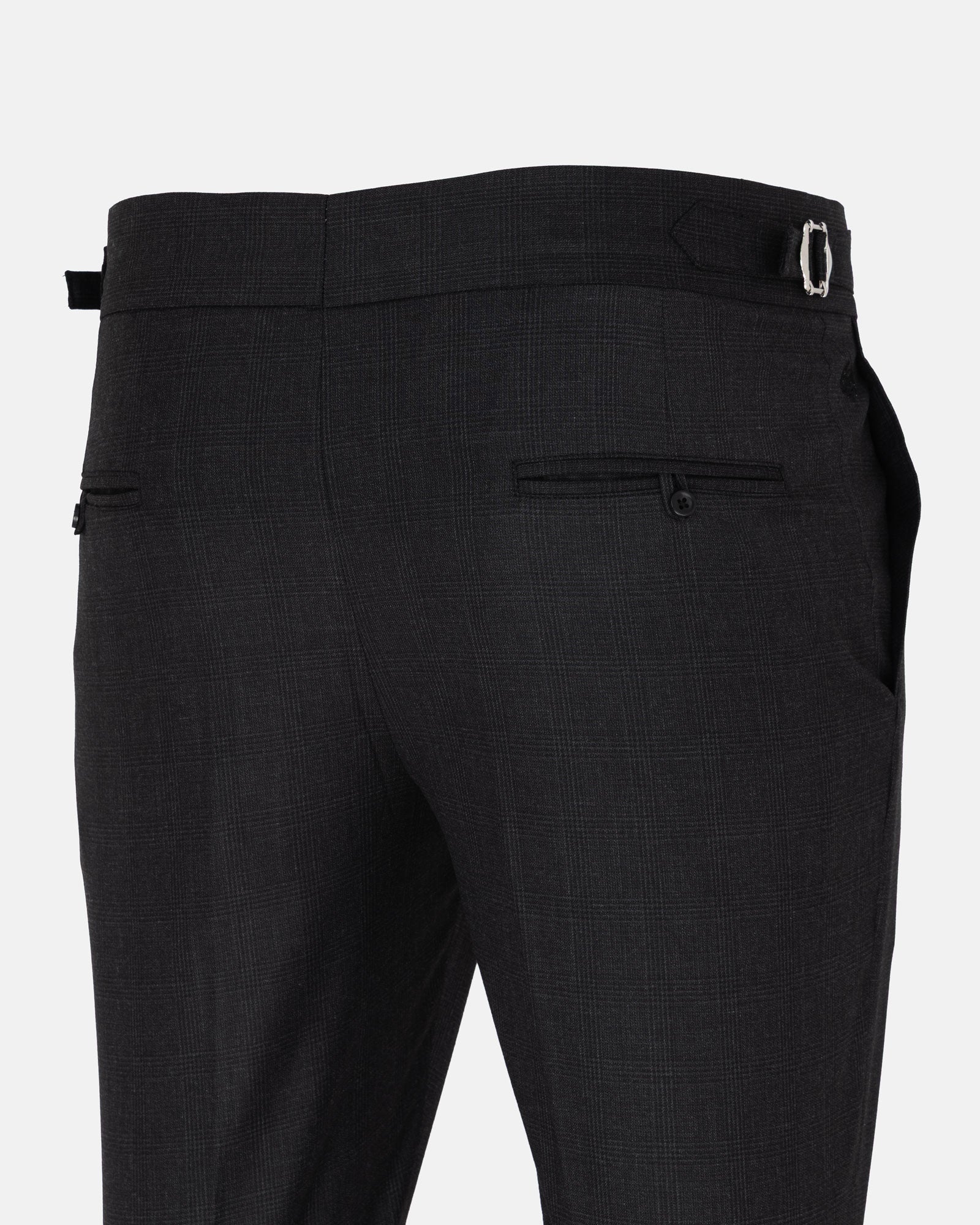 Vittorio Black Checked Formal Single Pleated Italian Pant - John Ellies