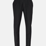 Vittorio Black Checked Formal Single Pleated Italian Pant - John Ellies