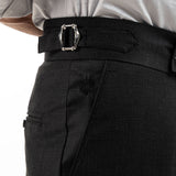 Vittorio Black Checked Formal Single Pleated Italian Pant