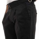 Vittorio Black Checked Formal Single Pleated Italian Pant