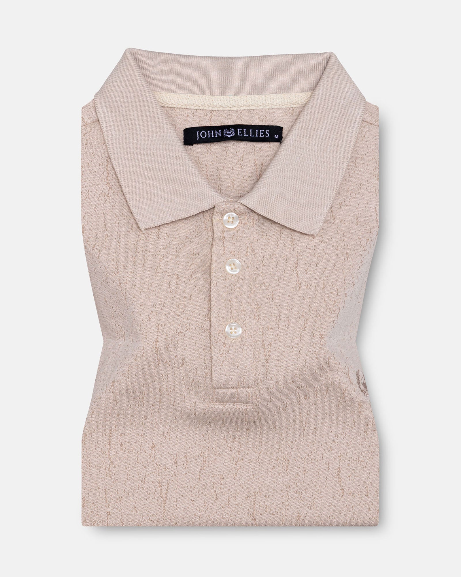 Persien Cream Cotton Textured Polo T-Shirt - John Ellies