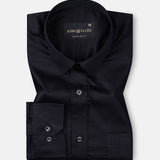 Frendix Black Front Placket Giza Cotton Shirt - John Ellies