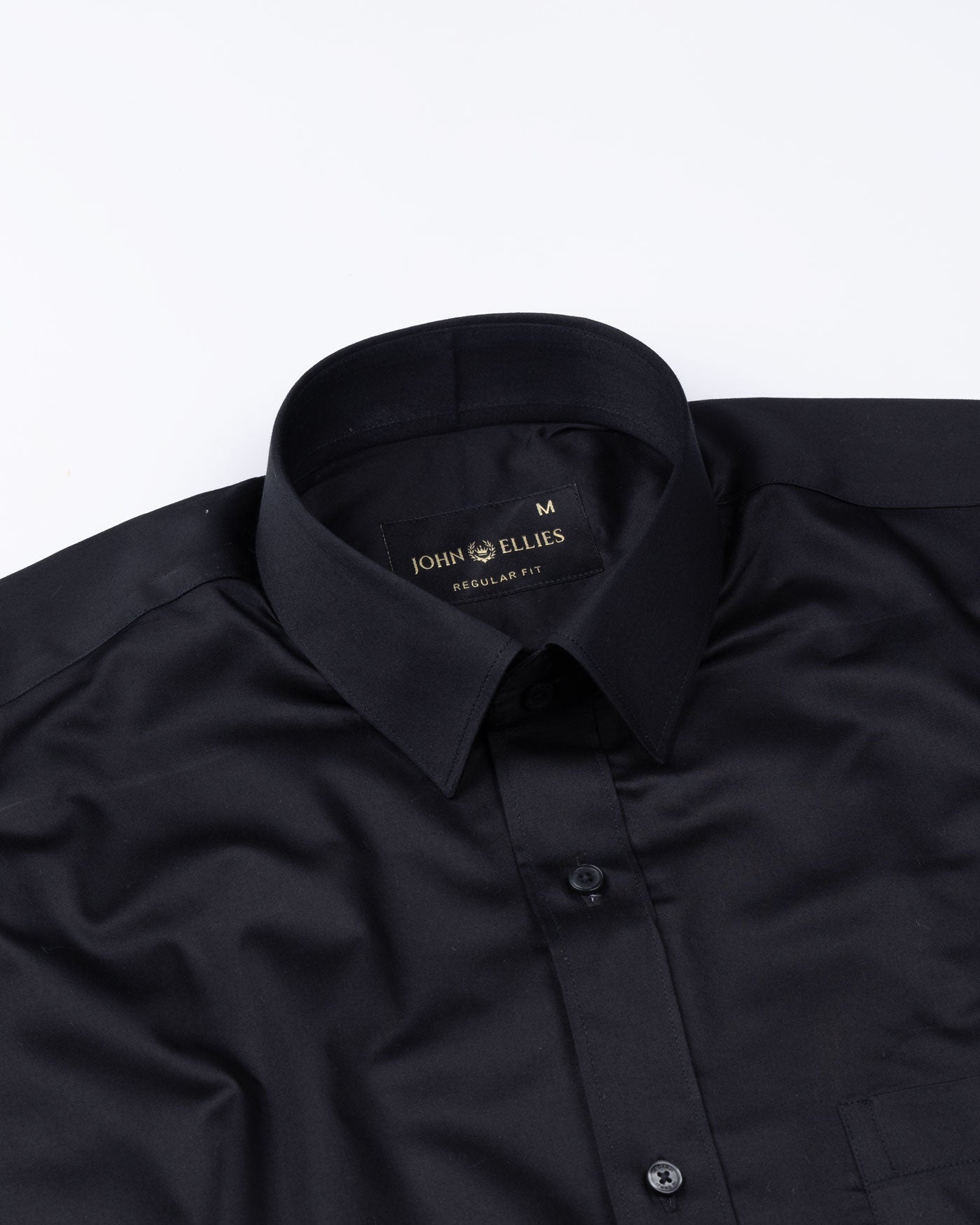 Frendix Black Front Placket Giza Cotton Shirt - John Ellies