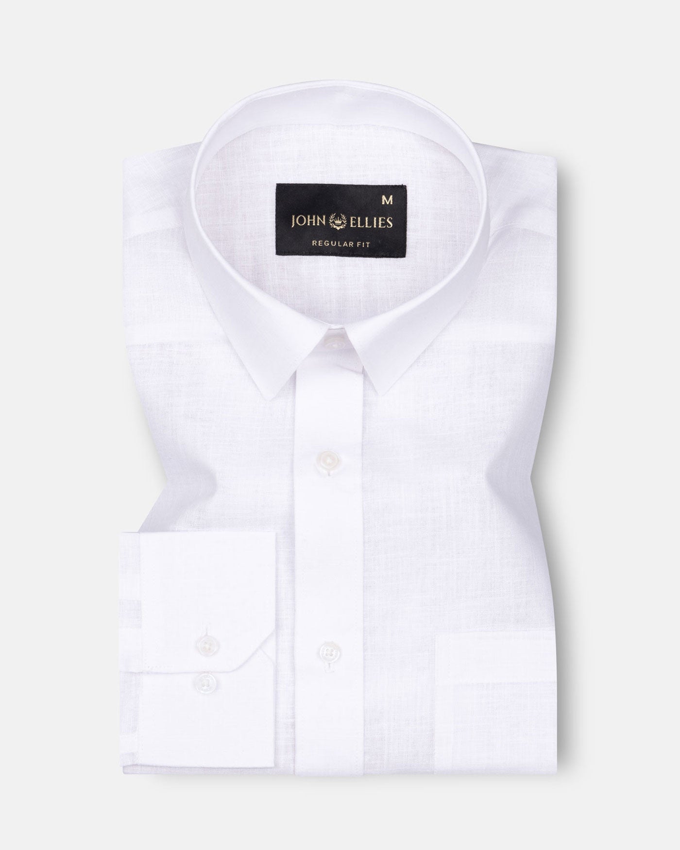 Jovess White Plain Cotton Linen Blend Shirt - John Ellies