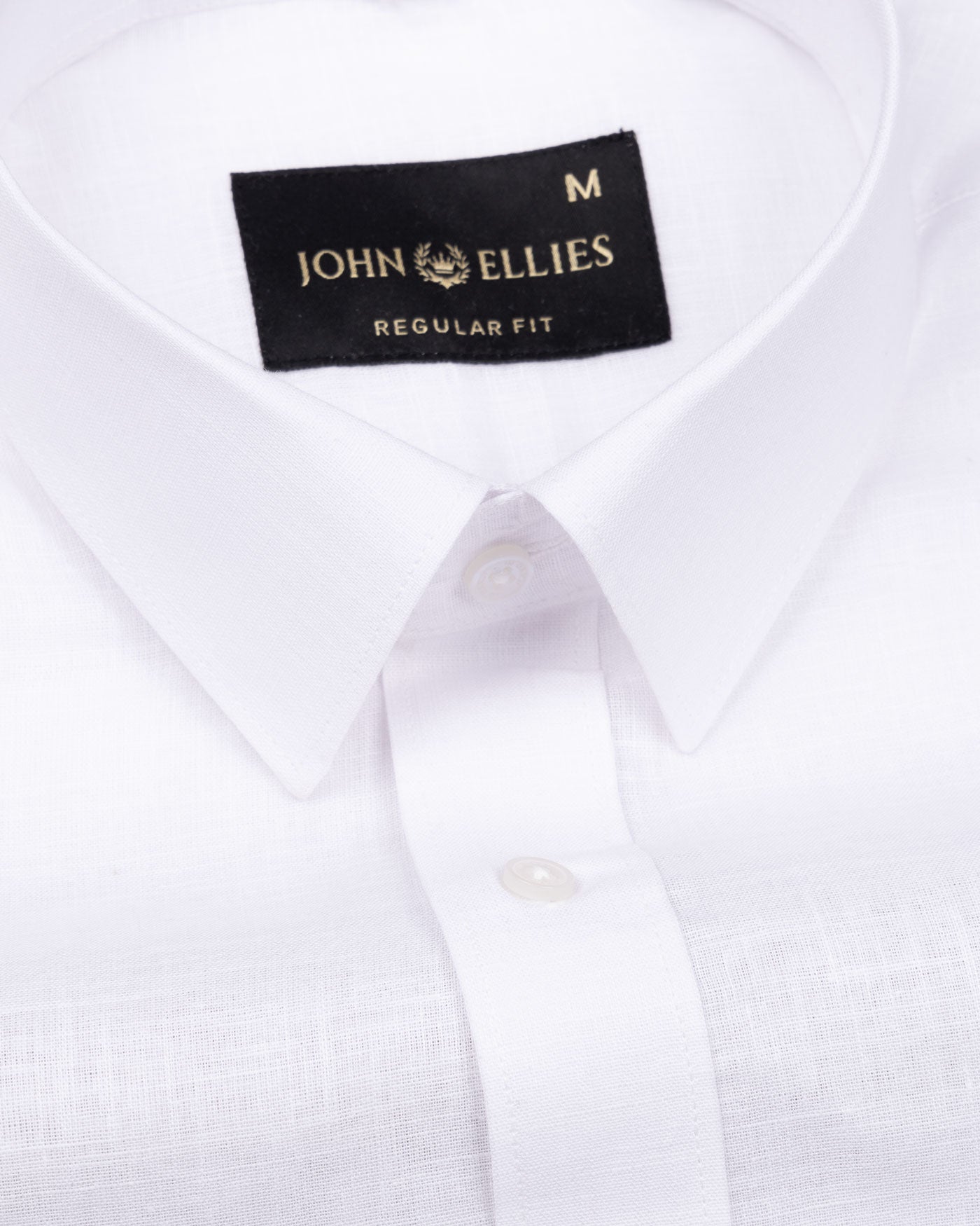 Jovess White Plain Cotton Linen Blend Shirt - John Ellies