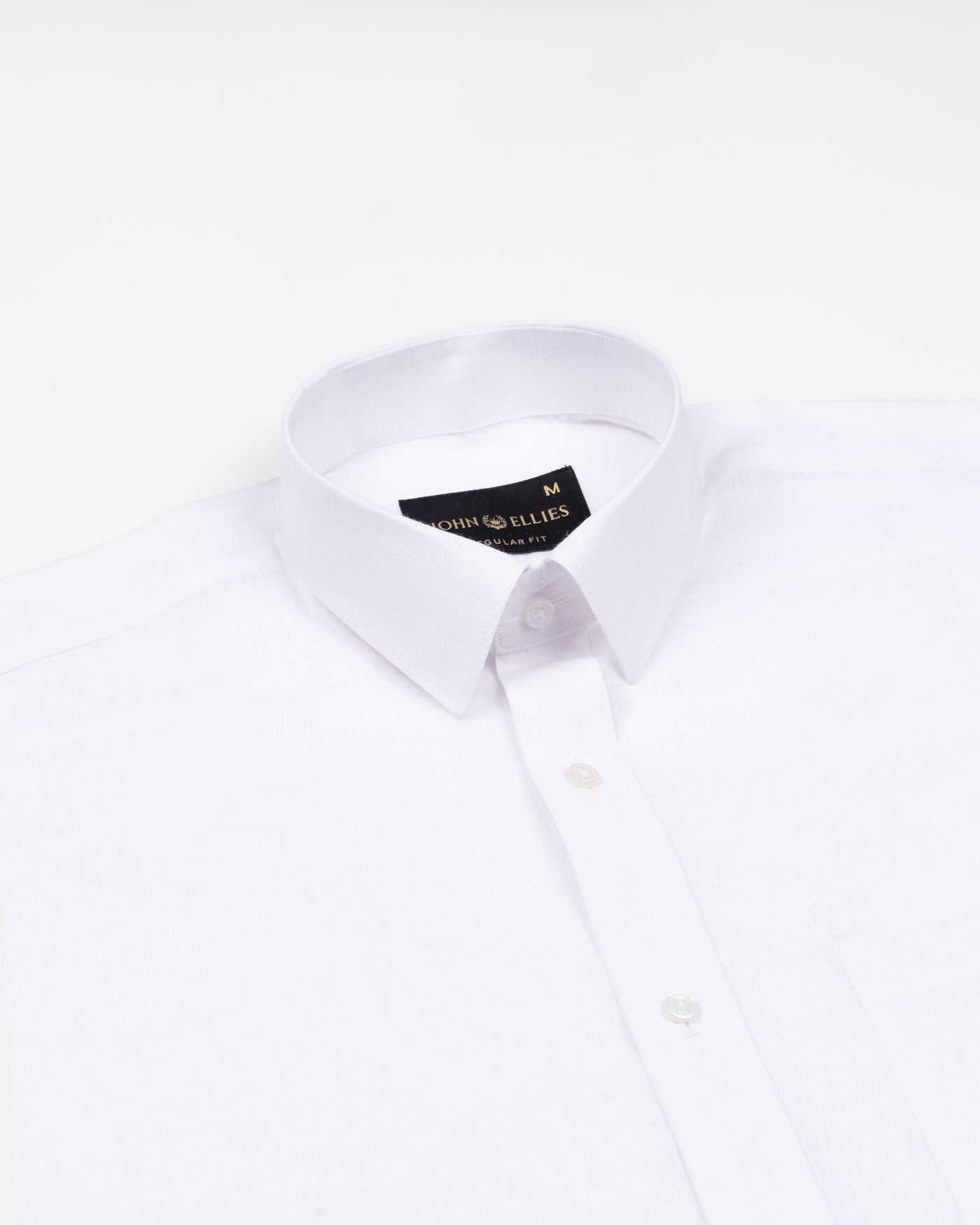 Jovess White Plain Cotton Linen Blend Shirt - John Ellies