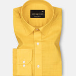 Jovess Yellow Plain Cotton Linen Blend Shirt - John Ellies