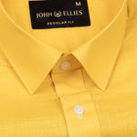 Jovess Yellow Plain Cotton Linen Blend Shirt - John Ellies