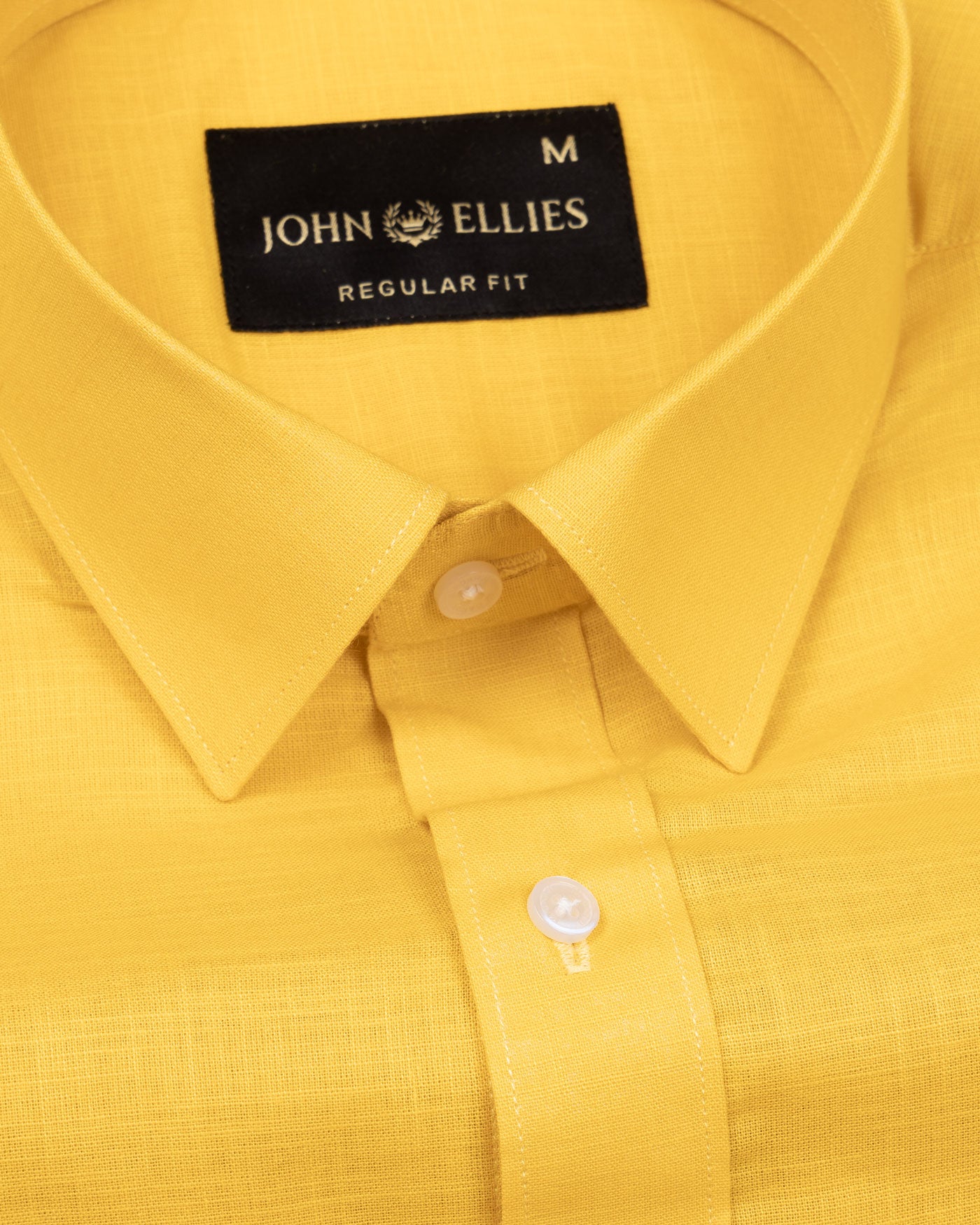 Jovess Yellow Plain Cotton Linen Blend Shirt - John Ellies