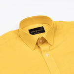 Jovess Yellow Plain Cotton Linen Blend Shirt - John Ellies