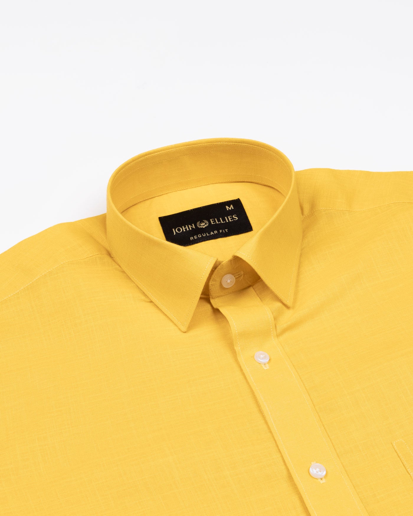 Jovess Yellow Plain Cotton Linen Blend Shirt - John Ellies