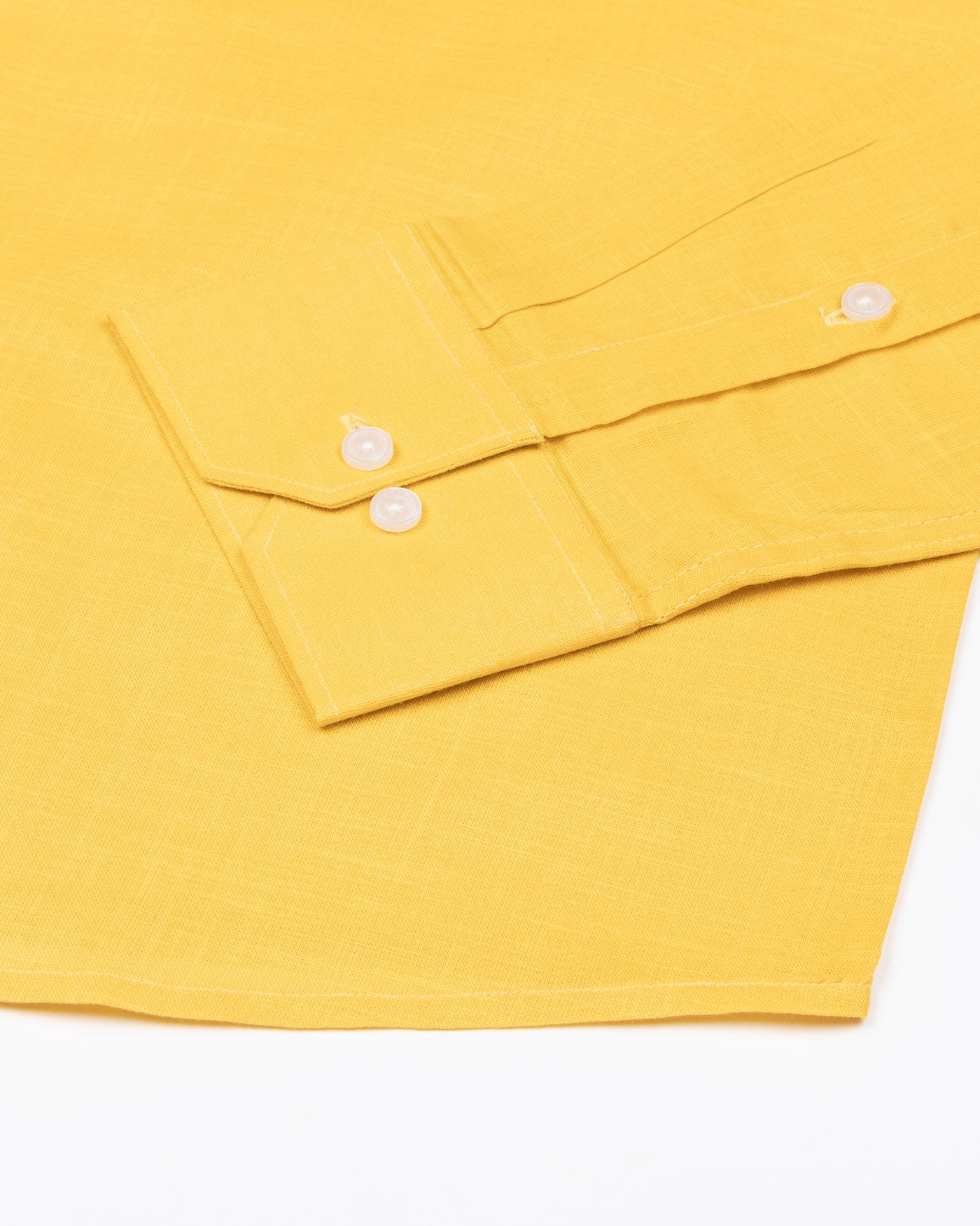 Jovess Yellow Plain Cotton Linen Blend Shirt - John Ellies