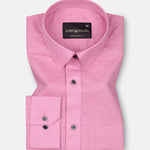 Jovess Pink Plain Cotton Linen Blend Shirt - John Ellies