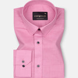 Jovess Pink Plain Cotton Linen Blend Shirt - John Ellies