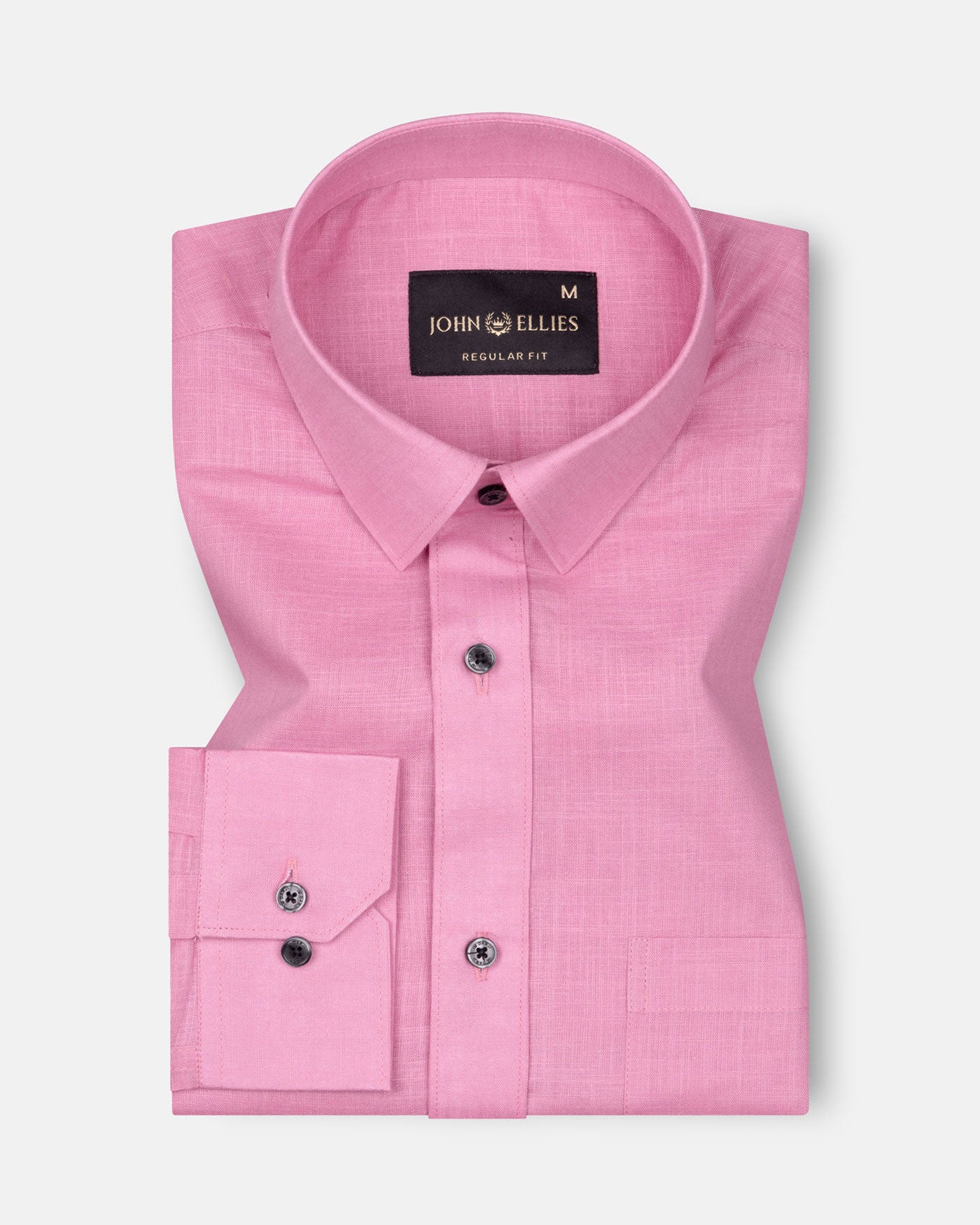 Jovess Pink Plain Cotton Linen Blend Shirt - John Ellies