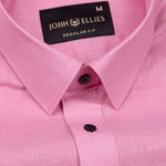 Jovess Pink Plain Cotton Linen Blend Shirt - John Ellies